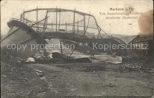 Markirch von franzoesischer Artillerie zerstoerter Gaskessel Kat. Sainte Marie aux Mines