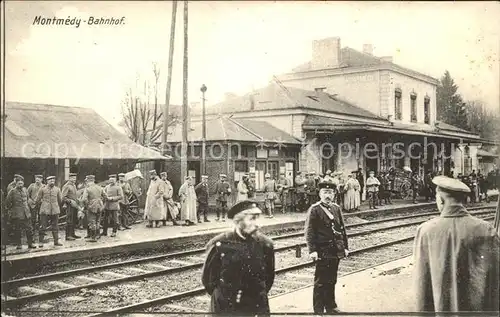 Montmedy Bahnhof Soldaten Kat. Montmedy
