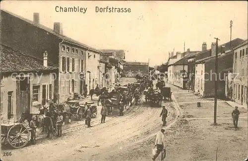 Chambley Bussieres Dorfstrasse Soldaten Pferdekutschen 1. WK Kat. Chambley Bussieres