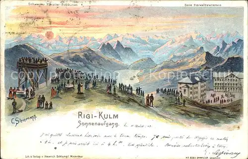 Rigi Kulm Sonnenaufgang Kuenstler Postkarte / Rigi Kulm /Rg. Rigi