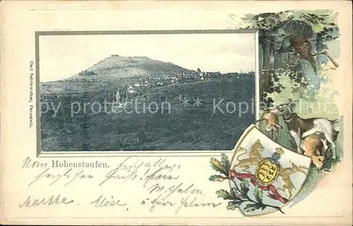 Hohenstaufen Ansicht mit Wappen / Goeppingen /Goeppingen LKR