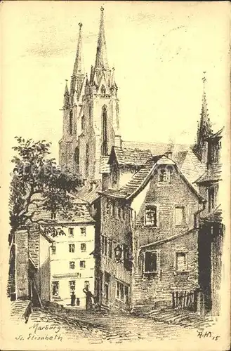 Marburg Lahn Sankt Elisabeth vom Roten Graben aus / Marburg /Marburg-Biedenkopf LKR