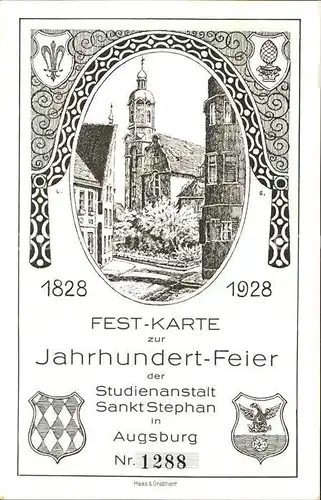 Augsburg Fest Karte zur Jahrhundert Feier / Augsburg /Augsburg LKR