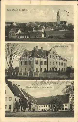 Kirchheim Schwaben Pfruendehaus Marktplatz mit Hotel Adler / Kirchheim i.Schw. /Unterallgaeu LKR