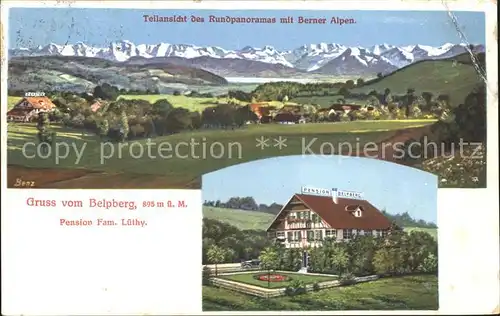 Belpberg Muensingen Teilansicht des Rundpanoramas mit Berner Alpen / Belpberg /Rg. Muensingen