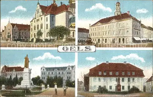 Oels Niederschlesien Rathaus mit Ring Kaiser Friedrich Denkmal / Olesnica /