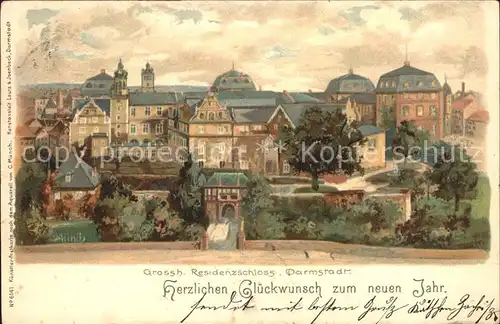 Darmstadt Grossherzogliches Residenzschloss Litho  / Darmstadt /Darmstadt Stadtkreis