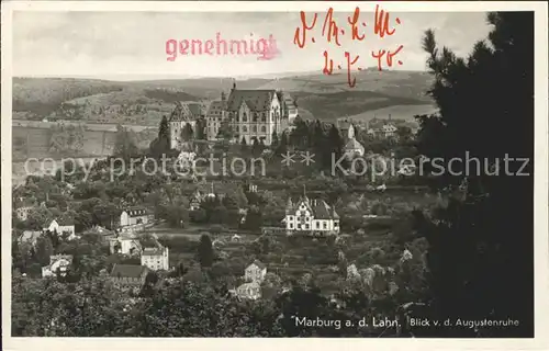 Marburg Lahn Blick von der Augustenruhe Kat. Marburg