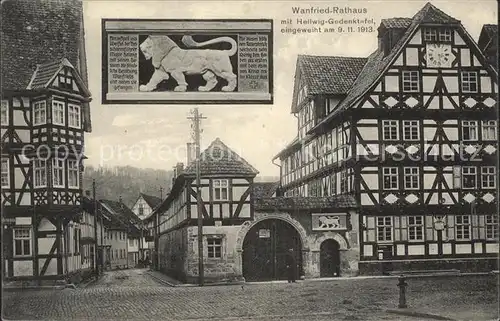 Wanfried Rathaus mit Hellwig Gedenktafel Kat. Wanfried