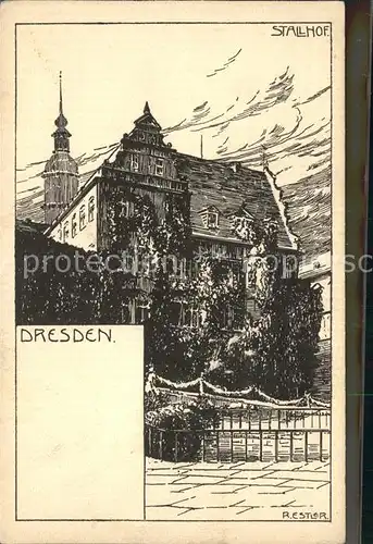 Dresden Stallhof Zeichnung Kat. Dresden Elbe