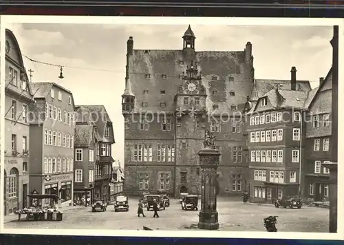 Marburg Lahn Marktplatz mit Rathaus Kat. Marburg