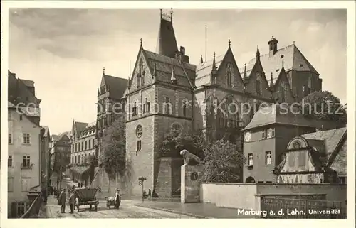 Marburg Lahn Strassenpartie Kirche Kat. Marburg