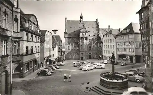 Marburg Lahn Marktplatz mit Brunnen Kat. Marburg