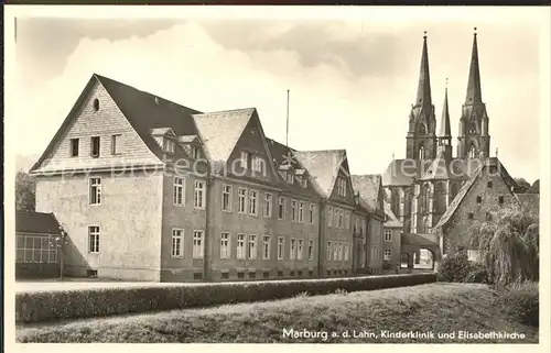 Marburg Lahn Kinderklinik mit Elisabethkirche Kat. Marburg