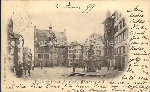 Marburg Lahn Marktplatz mit Rathaus Kat. Marburg