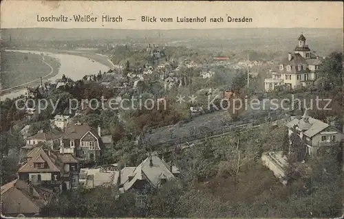 Loschwitz Weisser Hirsch Blick vom Luisenhof nach Dresden Kat. Dresden