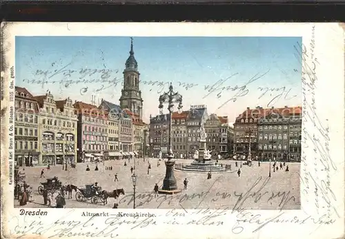 Dresden Altmarkt Kreuzkirche Brunnen Kat. Dresden Elbe