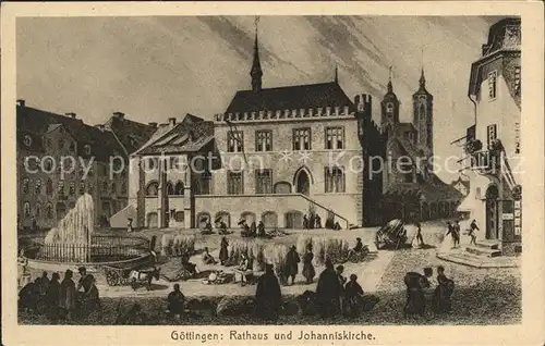 Goettingen Niedersachsen Rathaus und Johanniskirche Kat. Goettingen