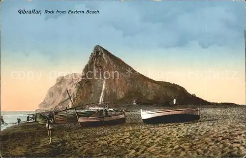 Gibraltar Rock from Eastern Beach Fischerboote Kat. Gibraltar