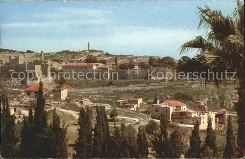 Jerusalem Yerushalayim View towards Mt of Oliver with Ancient Wall and Citadel Kat. Israel