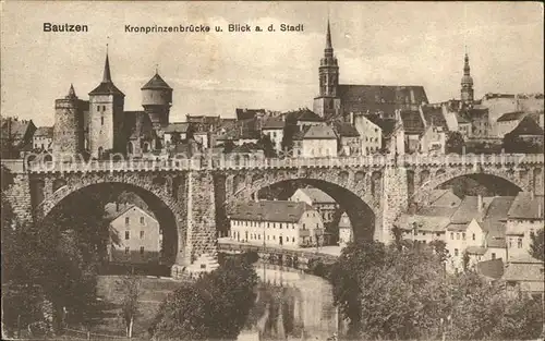 Bautzen Kronprinzenbruecke Stadtblick Kat. Bautzen