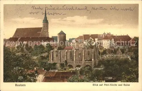 Bautzen Blick auf Petri Kirche und Ruine Kat. Bautzen