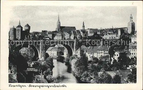 Bautzen Kronprinzenbruecke Stadtblick Kat. Bautzen