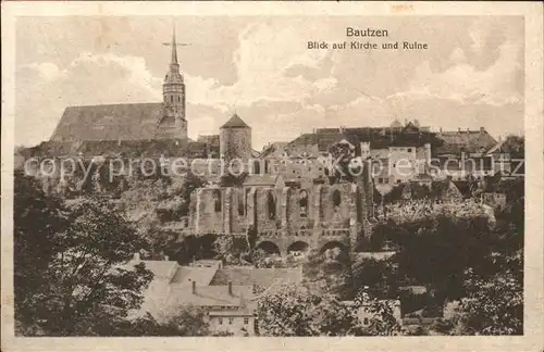 Bautzen Blick auf Kirche und Ruine Kat. Bautzen