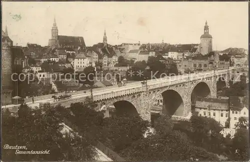 Bautzen Kronprinzenbruecke Stadtblick Kat. Bautzen