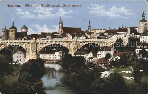 Bautzen Kronprinzenbruecke Stadtblick Kat. Bautzen