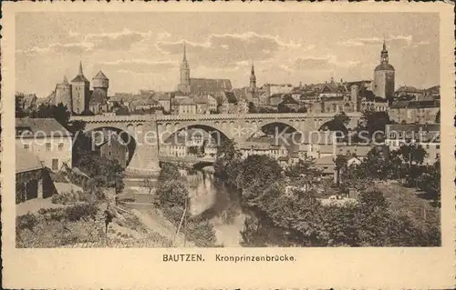 Bautzen mit Spree und Kronprinzenbruecke Kat. Bautzen