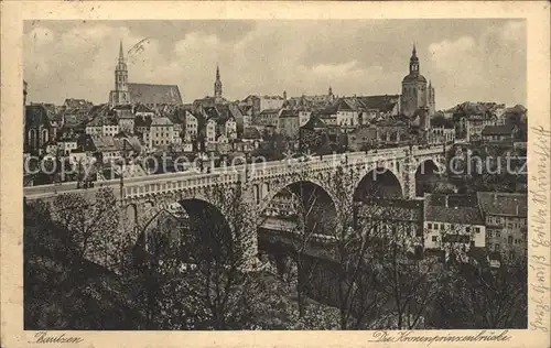 Bautzen mit Kronprinzenbruecke und Spree Kat. Bautzen