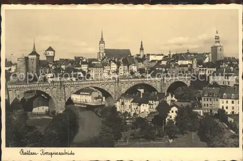 Bautzen Spreepartie mit Kronprinzenbruecke Kat. Bautzen