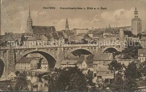 Bautzen Kronprinzenbruecke Stadtansicht Spree Kat. Bautzen