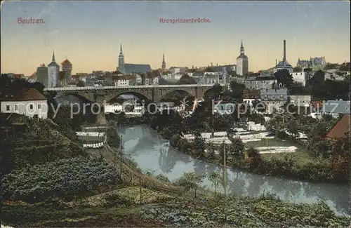 Bautzen mit Spree und Kronprinzenbruecke Kat. Bautzen