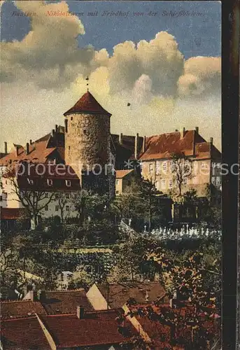 Bautzen Nikolai Turm mit Friedhof Kat. Bautzen