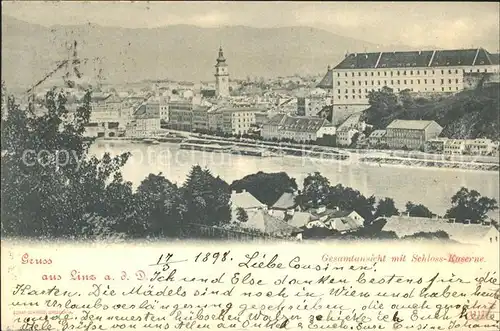 Linz Donau Gesamtansicht mit Schloss Kaserne Kat. Linz