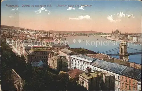Budapest Panorama mit Parlament Kat. Budapest