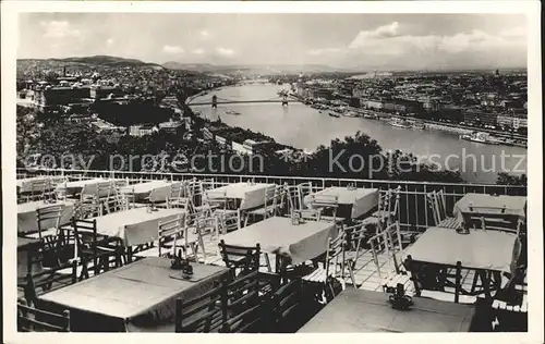 Budapest Gellertberg Kiosk Terrasse Panorama Kat. Budapest