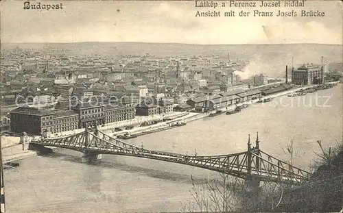 Budapest Panorama mit Franz Josefs Bruecke Kat. Budapest