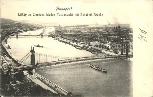 Budapest Totalansicht mit Elisabeth Bruecke Kat. Budapest