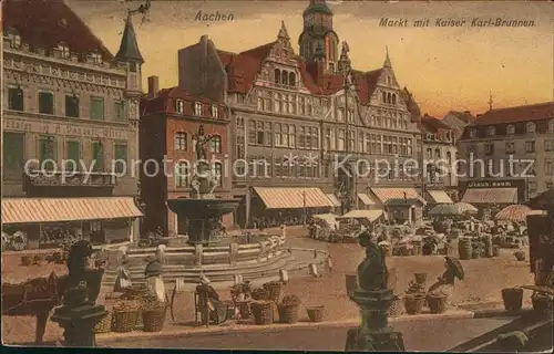 Aachen Markt mit Kaiser Karl Brunnen Kat. Aachen