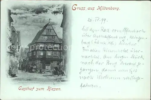 Miltenberg Main Gasthof Zum Riesen Kat. Miltenberg