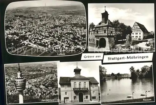 Moehringen Stuttgart Spitalhof Fernsehturm Riedsee Kat. Stuttgart