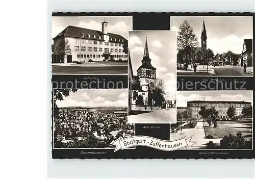 Zuffenhausen Rathaus Kirche Hohensteinschule Kat. Stuttgart