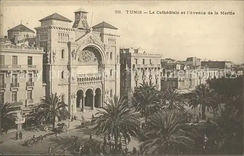 Tunis Cathedrale Avenue de la Marine Kat. Tunis