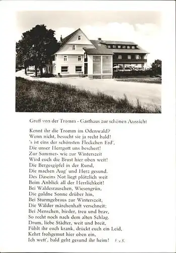 Tromm Odenwald Gasthaus Zur schoenen Aussicht Gedicht F. v. K.  Kat. Grasellenbach