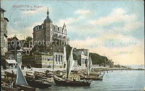 Sassnitz Ostseebad Ruegen Hotel am Meer Segelboote Hafen Kat. Sassnitz