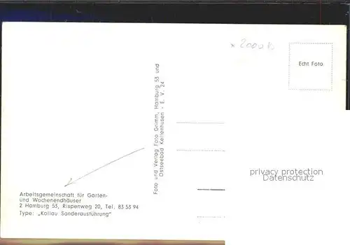 Hamburg Arbeitsgemeinschaft Garten  und Wochendhaeuser Kat. Hamburg
