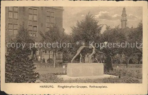 Harburg Hamburg Ringkaempfer  Gruppe Rathausplatz Kat. Hamburg